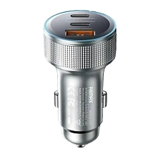 АЗУ (Автомобильное зарядное устройство) REMAX CC07, 60W, 1 USB A, 2 USB Type C, PD30W. QC3.0 18W, подсветка, цвет серебристый