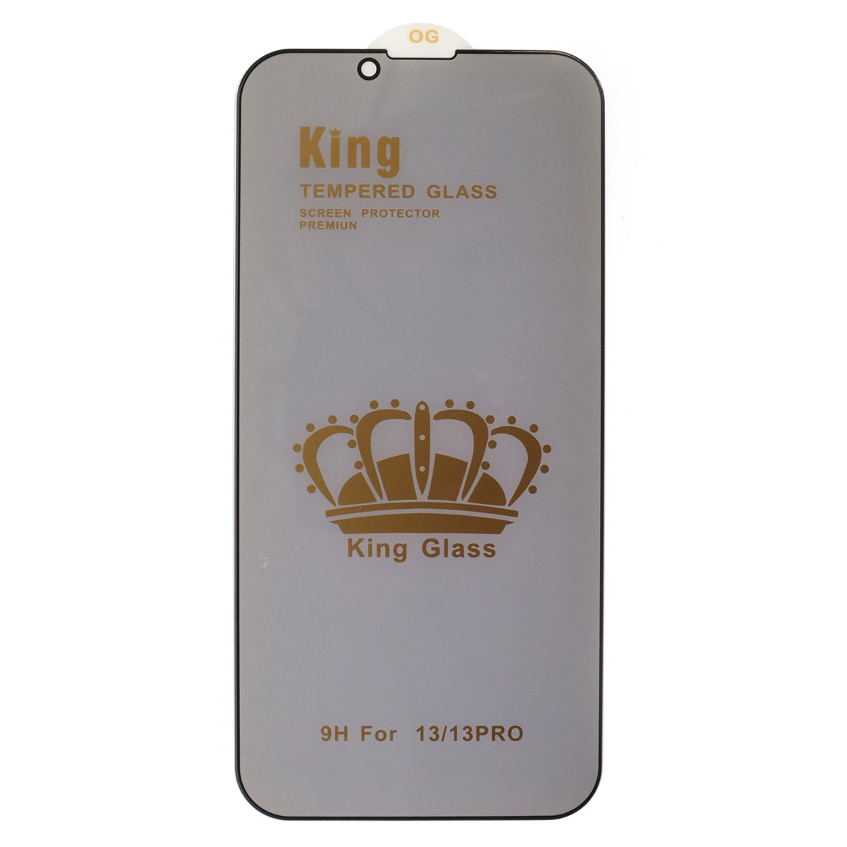 Защитное стекло Антишпион King Glass для APPLE iPhone 13 (6.1"), iPhone 13 Pro (6.1"), iPhone 14 (6.1"), iPhone 16e (6.1"), цвет окантовки черный