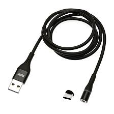Магнитный зарядный кабель MRM 360t, длина 1 метр, с магнитной насадкой Type-C, цвет черный. Магнитный зарядный кабель MRM 360t, длина 1 метр, с магнитной насадкой Type-C, цвет черный.