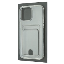 Чехол накладка CARD CASE для APPLE iPhone 15 Pro Max (6.7"), силикон, отдел для карт, цвет прозрачный