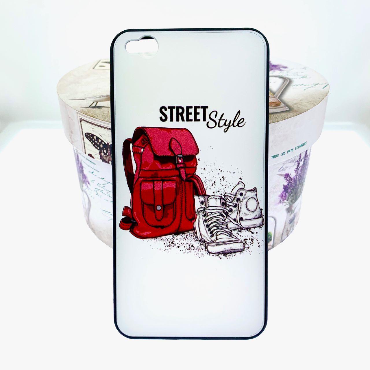 Чехол накладка для XIAOMI REDMI GO, силикон, рисунок рюкзак и ботинки, цвет белый.