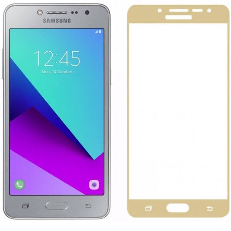Защитное стекло "5D" GLASS FULL GLUE для SAMSUNG Galaxy J2 Prime (SM-G532), цвет канта золото.