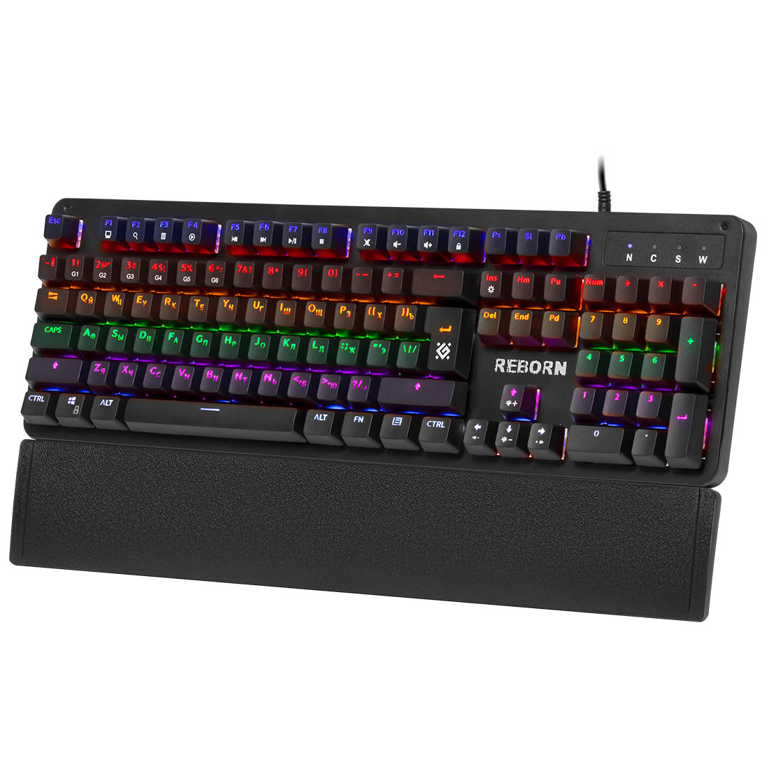 Игровая клавиатура DEFENDER Reborn GK-165DL, механическая, проводная, подсветка, цвет черный Игровая клавиатура DEFENDER Reborn GK-165DL, механическая, проводная, подсветка, цвет черный