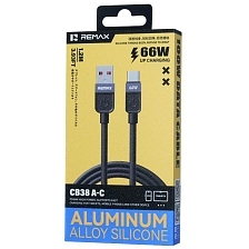Кабель REMAX CB38(A-C) USB на USB Type C, 66W, 6А, длина 1.2 метра, цвет черный