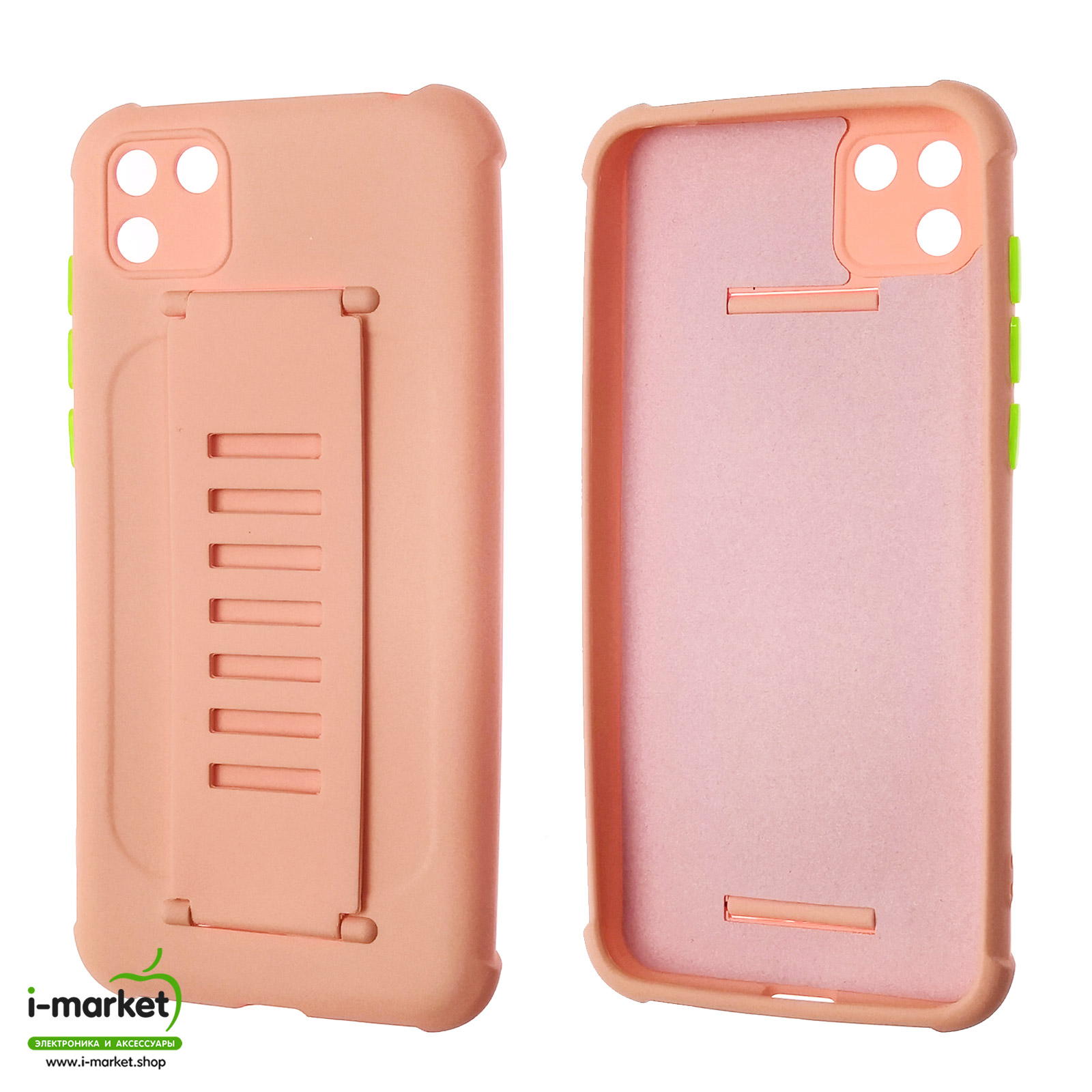 Чехол накладка LADDER NANO для HUAWEI Y5P 2020, силикон, держатель, цвет светло коралловый