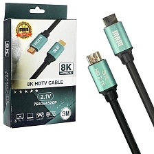 Цифровой кабель HDMI, для подключения ПК, Apple TV, монитора, игровых приставок, 8K Ultra HD, длина 3 метра, цвет черный Цифровой кабель HDMI, для подключения ПК, Apple TV, монитора, игровых приставок, 8K Ultra HD, длина 3 метра, цвет черный