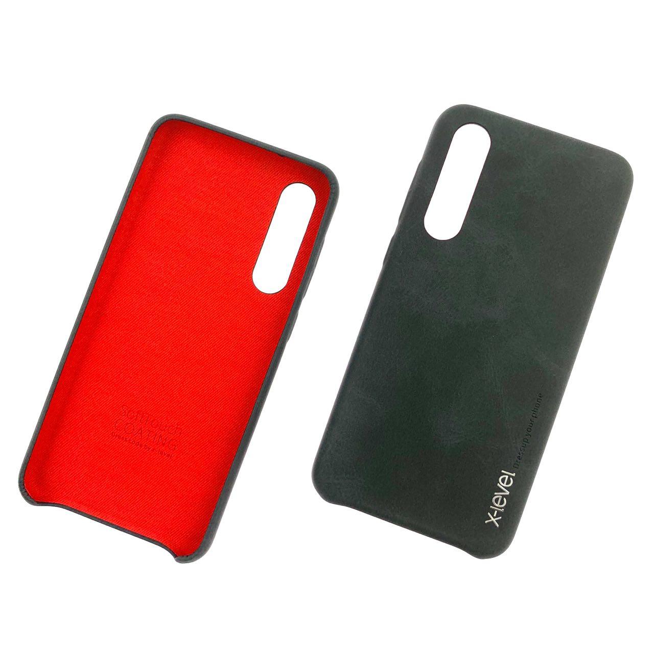 Чехол накладка для XIAOMI MI 9 SE, силикон, экокожа, цвет чёрный.