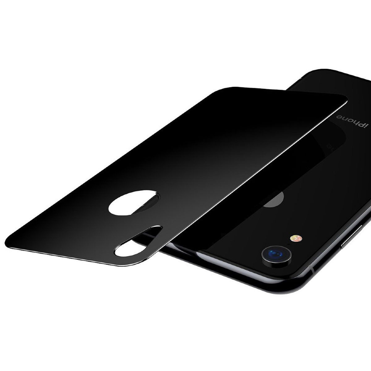 Защитное стекло для APPLE iPhone XR, на заднюю сторону, цвет черный.