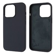 Чехол накладка Silicon Case для APPLE iPhone 13 Pro (6.1), силикон, бархат, цвет черно синий Чехол накладка Silicon Case для APPLE iPhone 13 Pro (6.1), силикон, бархат, цвет черно синий