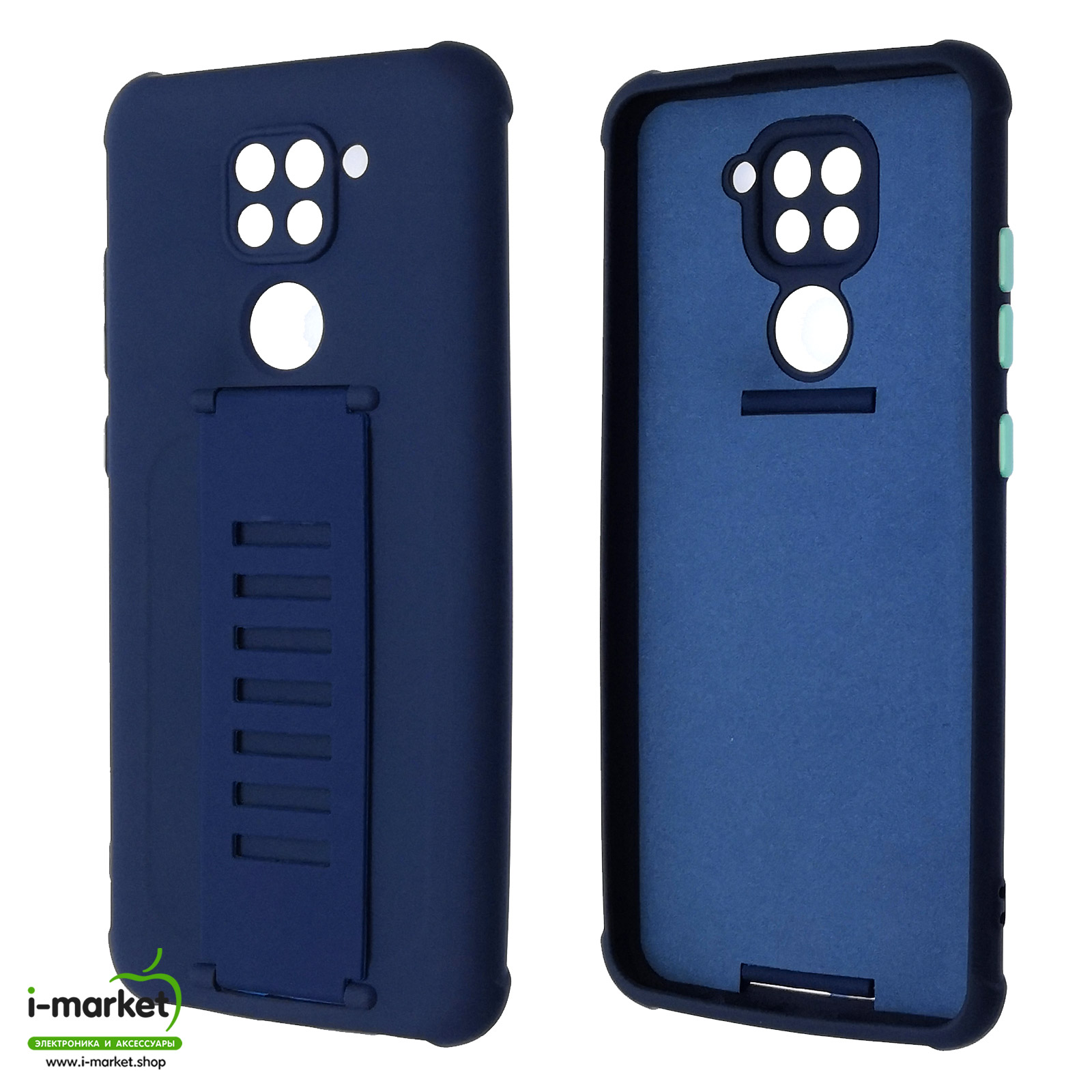 Чехол накладка LADDER NANO для XIAOMI Redmi Note 9, силикон, держатель, цвет темно синий