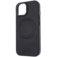 Чехол накладка Modern Stylish с поддержкой MagSafe для APPLE iPhone 15, защита камеры, экокожа, бархат, цвет черный Чехол накладка Modern Stylish с поддержкой MagSafe для APPLE iPhone 15, защита камеры, экокожа, бархат, цвет черный