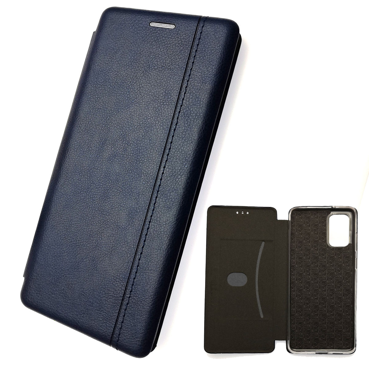 Чехол книжка NEW для SAMSUNG Galaxy S20 Plus (SM-G985), экокожа, визитница, цвет темно синий.