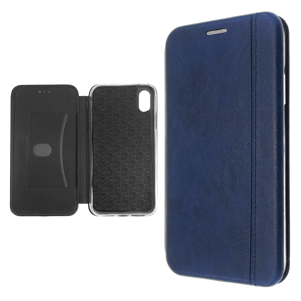 Чехол книжка VINTAGE LiNE для APPLE iPhone XR, экокожа, цвет темно синий.