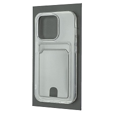 Чехол накладка CARD CASE для APPLE iPhone 15 Pro (6.1"), силикон, отдел для карт, цвет прозрачный
