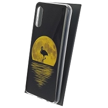 Чехол накладка для SAMSUNG Galaxy A02 (SM-A022G/DS), силикон, глянцевый, рисунок Фламинго и луна Чехол накладка для SAMSUNG Galaxy A02 (SM-A022G/DS), силикон, глянцевый, рисунок Фламинго и луна