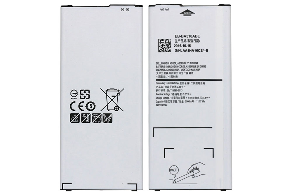 АКБ (Аккумулятор) EB-BA510ABE 2900мАч для Samsung Galaxy A5 (2016) SM-A510, Galaxy A5 (2016) Duos SM-A5100 (Original).