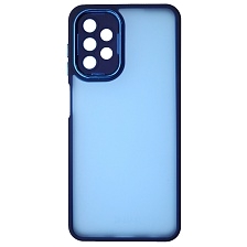 Чехол накладка KING для SAMSUNG Galaxy A13 4G, силикон, пластик, защита камеры, цвет окантовки темно синий