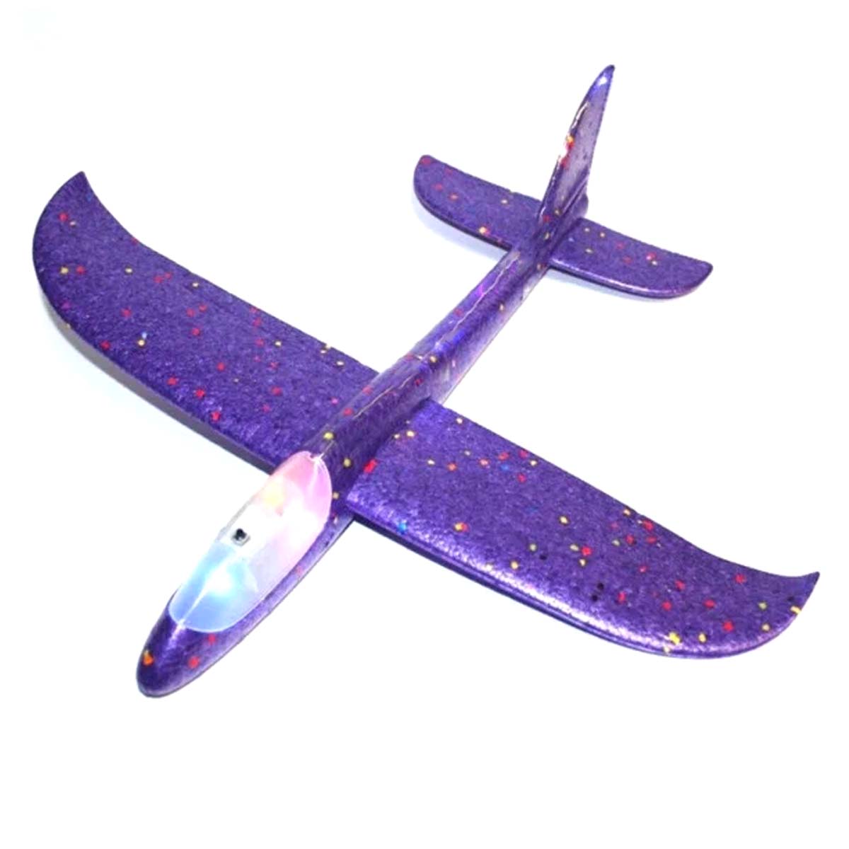 Метательный самолет из пенопласта, 45 см, LED подсветка кабины, цвет фиолетовый
