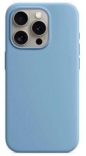 Чехол накладка Silicone Case для APPLE iPhone 15 Pro, L-ogo, бархатная подложка, цвет песочно голубой