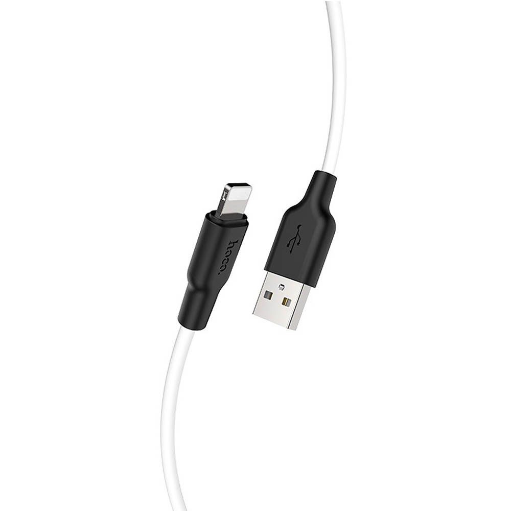 Кабель HOCO X21 Plus, USB на Lightning 8-pin, до 2.4A, силикон, длина 2 метра, цвет черно белый