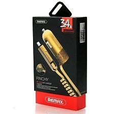 АЗУ (Автомобильное зарядное устройство) REMAX FINCHY 1 USB 3.4А, кабель USB Lightning 8 pin, micro USB, цвет золотистый |
