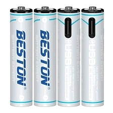 Аккумулятор с входом Type-C BESTON AAA, BL4, 660 mWh 1.5 V, кабель USB на 2 Type-C (Продажа комплектом)