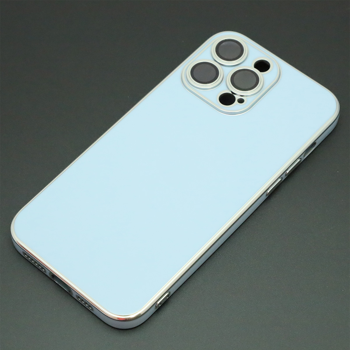 Чехол накладка для APPLE iPhone 14 Pro Max, силикон, стекло, защита камеры, цвет васильково серебристый Чехол накладка для APPLE iPhone 14 Pro Max, силикон, стекло, защита камеры, цвет васильково серебристый