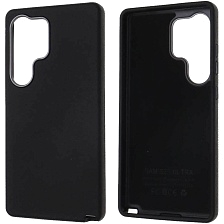 Чехол накладка для SAMSUNG Galaxy S25 Ultra, силикон, пластик, текстура кожи, цвет черный