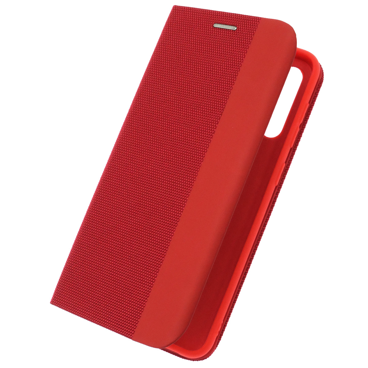 Чехол книжка MESH для SAMSUNG Galaxy A30s (SM-A307), A50s (SM-A507), текстиль, силикон, бархат, визитница, цвет красный Чехол книжка MESH для SAMSUNG Galaxy A30s (SM-A307), A50s (SM-A507), текстиль, силикон, бархат, визитница, цвет красный
