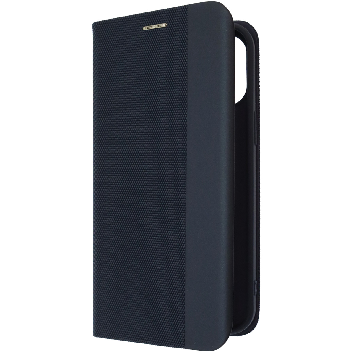 Чехол книжка MESH для APPLE iPhone 12 Pro Max (6.7), текстиль, силикон, бархат, визитница, цвет темно синий