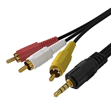 Кабель соединительный аудио-видео BST AUX Jack 3.5 мм 4-pin на тюльпаны 3RCA, длина 1.5 метра, цвет черный Кабель соединительный аудио-видео BST AUX Jack 3.5 мм 4-pin на тюльпаны 3RCA, длина 1.5 метра, цвет черный