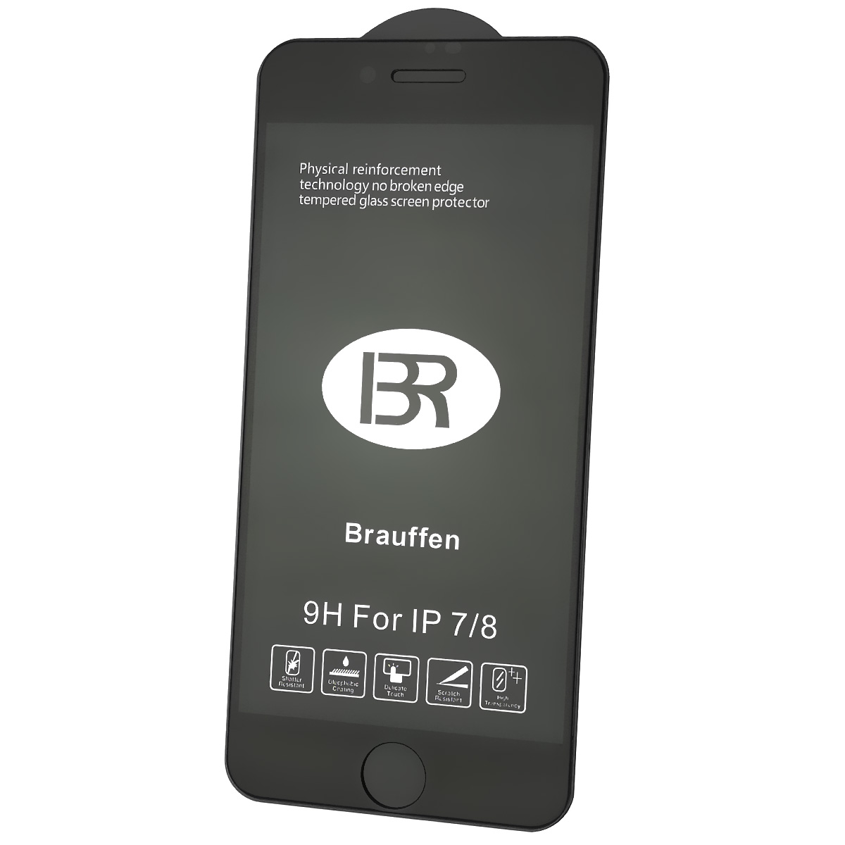 Защитное стекло 9H BRAUFFEN для APPLE iPhone 7, iPhone 8, цвет окантовки черный Защитное стекло 9H BRAUFFEN для APPLE iPhone 7, iPhone 8, цвет окантовки черный