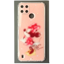 Чехол накладка для Realme C21Y, C25Y, силикон, глянцевый, блестки, рисунок мышка с помадой Чехол накладка для Realme C21Y, C25Y, силикон, глянцевый, блестки, рисунок мышка с помадой