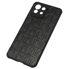 Чехол накладка для XIAOMI MI 11 Lite, силикон, текстура кожи крокодила, цвет черный Чехол накладка для XIAOMI MI 11 Lite, силикон, текстура кожи крокодила, цвет черный