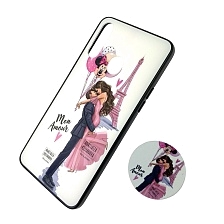 Чехол накладка для SAMSUNG Galaxy A20s (SM-A207), силикон, фактурный глянец, с поп сокетом, рисунок Mon Amour.