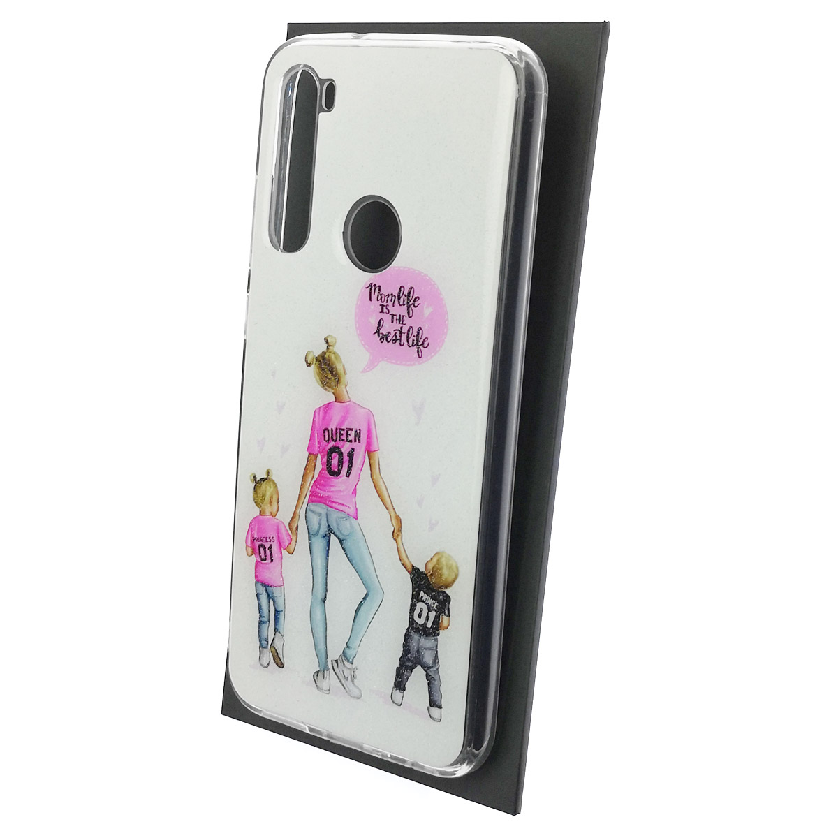 Чехол накладка для XIAOMI Redmi Note 8, силикон, глянцевый, блестки, рисунок Mom life is the best life Чехол накладка для XIAOMI Redmi Note 8, силикон, глянцевый, блестки, рисунок Mom life is the best life