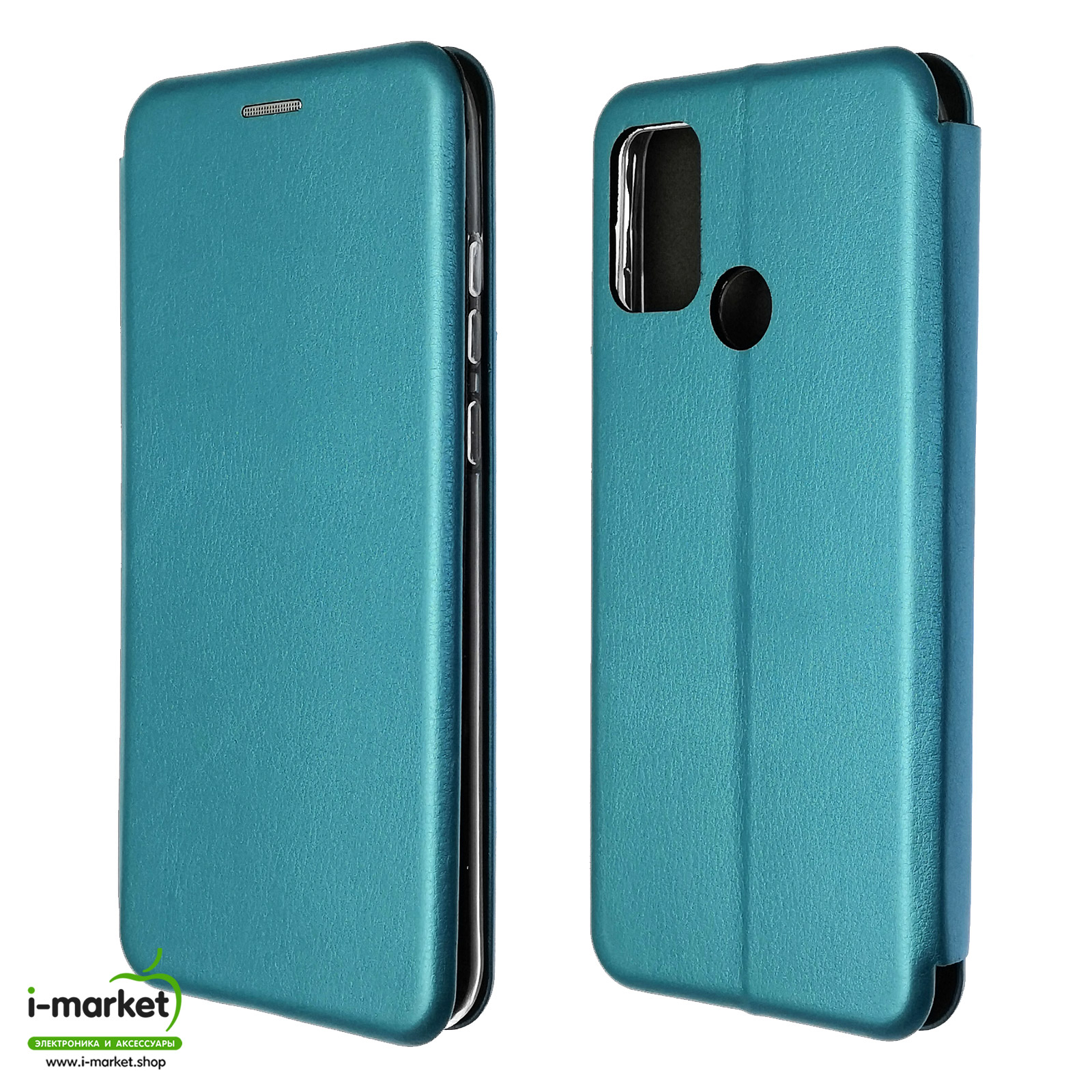 Чехол книжка STYLISH для HUAWEI Honor 9A (MOA-LX9N), экокожа, визитница, цвет голубой