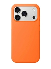 Чехол-накладка Silicone Case для Apple iPhone 17 Pro, L-ogo, бархатная подложка, цвет оранжевый