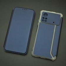Чехол книжка для XIAOMI POCO X4 Pro 5G, экокожа, визитница, цвет темно синий