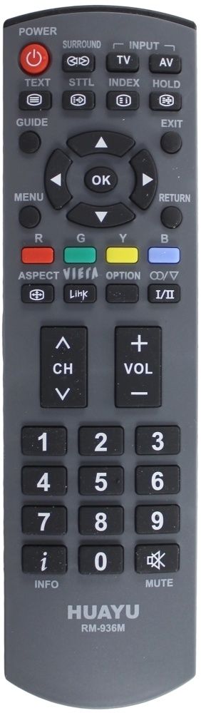 Пульт ДУ универсальный для PANASONIC RM-936M HUAYU подходит к следующим моделям: EUR-50700, EUR-050406, EUR-2952, EUR-501101, EUR-501120, EUR-501121A, EUR-501301, EUR-501302, EUR-501310, EUR-501320, EUR-501325, EUR-501330, EUR-501331, EUR-501337.