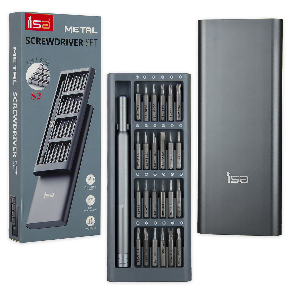 Набор отверток ISA METAL SCREWDRIVER SET S2, 24 в 1