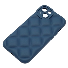 Чехол накладка для APPLE iPhone 13 (6.1"), силикон, 3D ромб, цвет темно синий Чехол накладка для APPLE iPhone 13 (6.1"), силикон, 3D ромб, цвет темно синий