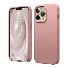Чехол накладка Silicone Case для APPLE iPhone 15 Pro Max, бархатная подложка, цвет розовый песок