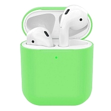 Чехол Silicon Case Slim для беспроводных наушников APPLE AirPods 1, AirPods 2, силикон, цвет зеленое яблоко. Чехол Silicon Case Slim для беспроводных наушников APPLE AirPods 1, AirPods 2, силикон, цвет зеленое яблоко.