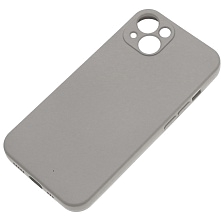 Чехол накладка Silicone Case для APPLE iPhone 13, защита камеры, силикон, бархат, цвет светло серый
