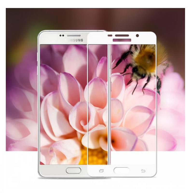 Стекло защитное "4D" для Samsung A3 (2016) в техпаке, цвет белый.