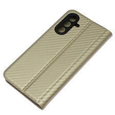Чехол книжка CHESS для SAMSUNG Galaxy A36, текстура карбон, визитница, цвет золотистый