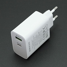 СЗУ (Сетевое зарядное устройство) BOROFONE BA108A Stellar, 30W, 1 USB A, 1 USB Type C, PD30W, QC3.0, цвет белый
