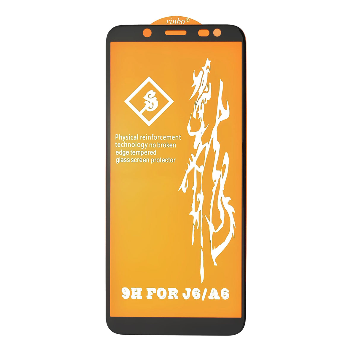 Защитное стекло 6D PREMIUM для SAMSUNG Galaxy A6 2018 (SM-A600), J6 2018 (SM-J600), цвет окантовки черный.
