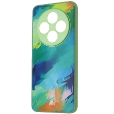 Чехол накладка для XIAOMI Redmi 14C, POCO C75 пластик, силикон, защита камеры, рисунок Зеленая абстракция